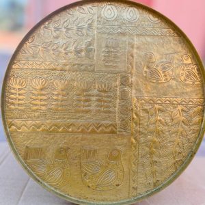 Twin Birds Brass Tray Round