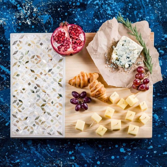 Wood and Mother-of-Pearl Cheese Board